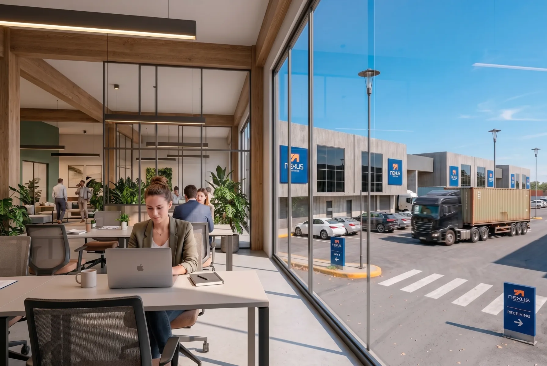 Business Center para operación empresarial dentro de Nexus Logistics Hub